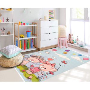 فرش ماشینی کودک طرح خرس های مهربون کد 101202 تمام رنگ 700 شانه(70*100)